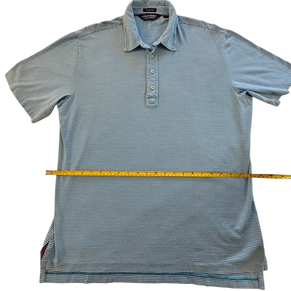 Polo Golf Ralph Lauren Vintage  Blue and White Striped Pima Cotton Polo Shirt